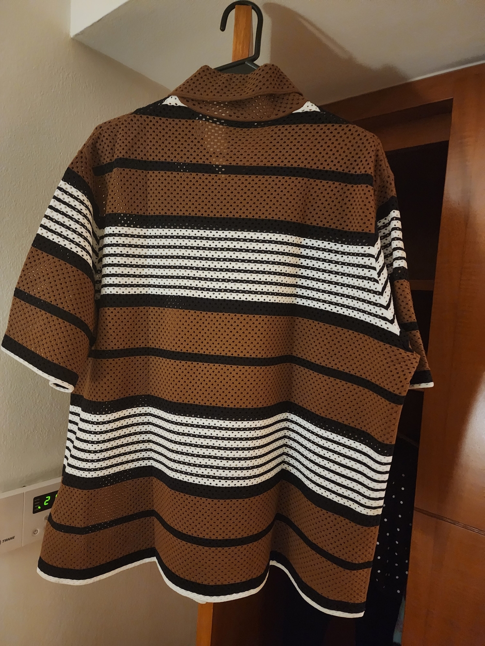 Burberry Brown Striped Mesh Shirt Short Sleeve Oversized - Picture 7 of 9